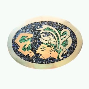 Made In Mexico Crushed Stone Aztec Belt Buckle Unisex